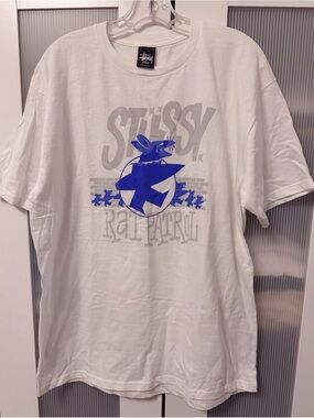 NWOT Stussy Rat Patrol Graphic Tee in White Men Tshirt Size L